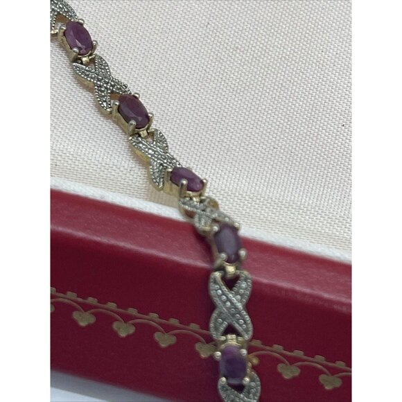 Vintage Sterling Silver Bracelet 925 Ruby Tennis 7” Dbj Victoria Townsend - Picture 8 of 10